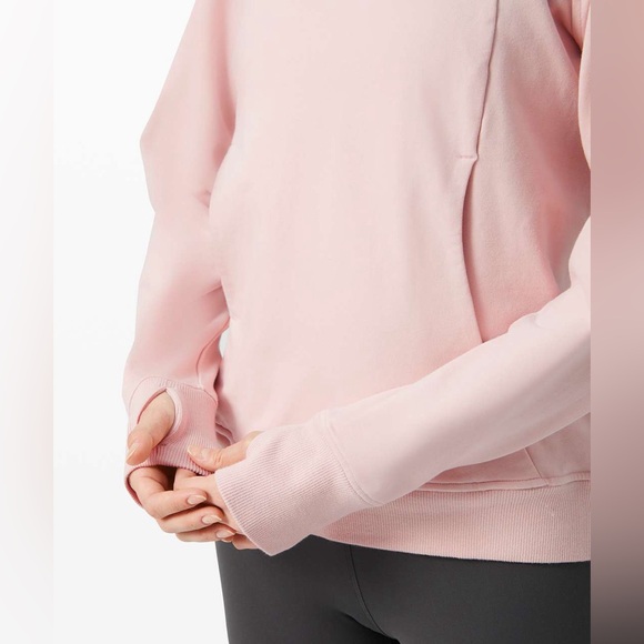 Lululemon Scuba Sz 10 Pink Cotton Terry Hooded Pullover Hoodie Top - Picture 4 of 11